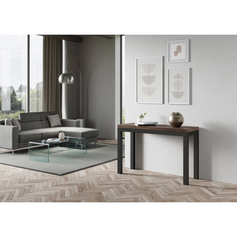 Tavolo apribile 120x45/90 cm Everyday Double telaio Antracite - Noce