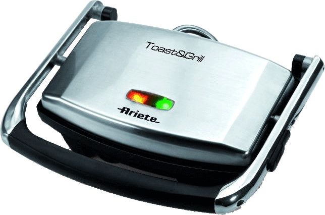 Ariete 1911 toast & grill slim - piastra elettrica antiaderente per toast e sandwich - piastra rigata - 1000 watt - argento - ARI1911