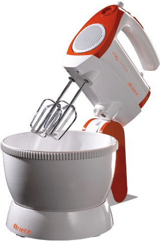 Ariete 1565 mixy professional - sbattitore elettrico con ciotola rotante - 5 velocità - 2 set di fruste in acciaio inox - 2,4 l - 300 watt - arancione - ARI15651