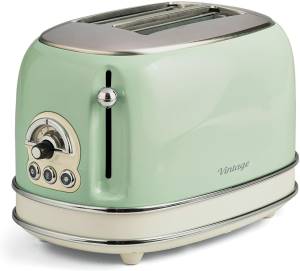 Ariete 155 tostapane vintage 2 fette di pane - con pinze - 6 livelli di tostatura - 810 watt- acciaio inox - linea vintage - verde - ARI155VE