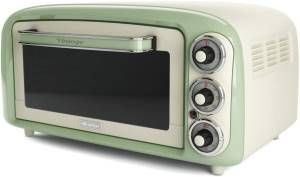 Ariete 979 forno elettrico di design 18 litri - ideale per pizza da 30 cm - doppio vetro - 1380 watt - acciaio inox - linea vintage - verde - ARI979GN