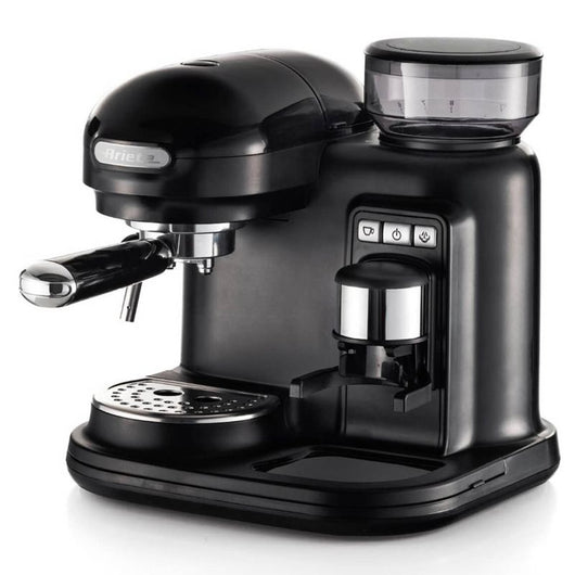 Ariete 1318 moderna macchina per caffè espresso con macinacaffè integrato, per caffè in grani e macinato, cappuccinatore per schiuma di latte, 1 filtro, 1080 w, 800 cc, nero - 131802