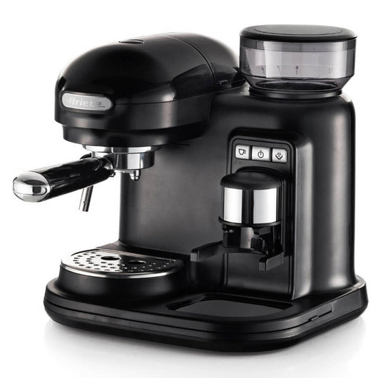 Ariete 1318 moderna macchina per caffè espresso con macinacaffè integrato, per caffè in grani e macinato, cappuccinatore per schiuma di latte, 1 filtro, 1080 w, 800 cc, nero - 131802