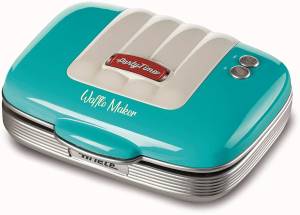 Ariete 1973 waffle maker party time - piastra elettrica per waffle - piastre antiaderenti - 700 watt - azzurro - 00C197301AR0
