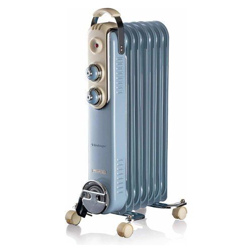 Ariete 837 radiatore a olio vintage celeste - 7 elementi riscaldanti - 3 livelli di potenza - maniglia e ruote per facile trasporto - max 1500 watt - 00B083705AR0