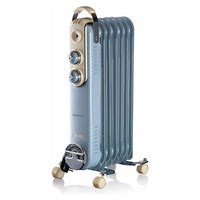 Ariete 837 radiatore a olio vintage celeste - 7 elementi riscaldanti - 3 livelli di potenza - maniglia e ruote per facile trasporto - max 1500 watt - 00B083705AR0