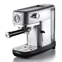 Ariete 1381 macchina da caffè con manometro, compatibile con caffè in polvere e cialde ese, 1300 w, capacità 1,1 l, 15 bar di pressione, filtro ½ tazze, dispositivo cappuccino, silver - ARI1381