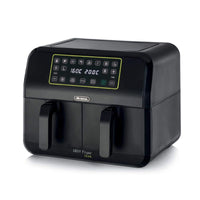Ariete 4623 airy fryer dual, friggitrice ad aria con doppio cestello, 1700 w, capacità 8l, 3 funzioni di cottura, pannello digitale led touch, 8 programmi preimpostati, timer, 2 cestelli, nero - ARI4623
