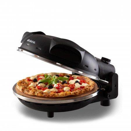 Ariete 917 forno pizza - pizza in 4 minuti - piastra in pietra refrattaria con trattamento antiaderente - temperatura max 400° - 1200 watt - timer 30’ - nero