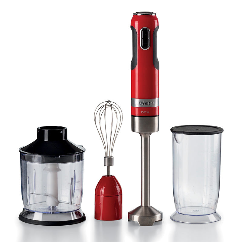 Ariete 602 frullatore a immersione moderna, 1000w, 10 velocità + turbo, accessori inclusi, rosso - ARI0602/00