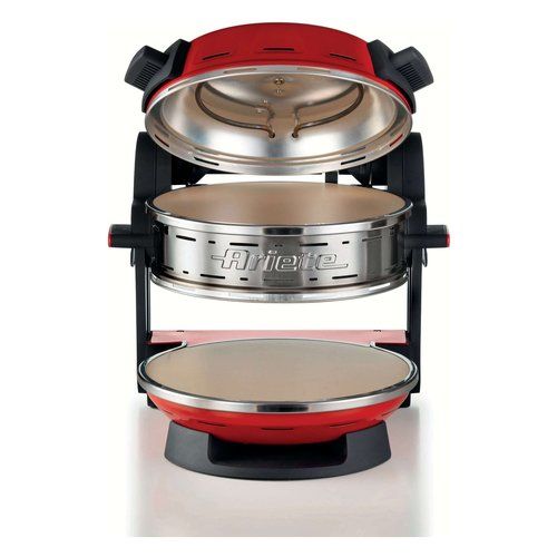 Ariete 927 pizzeria , forno pizza doppio, 2300 w, 2 pietre refrattarie, 2 pizze in 4 minuti, 2 termostati, diametro 32 cm, 5 livelli di cottura, 2 pale in acciaio inox, rosso - 00C092700AR0