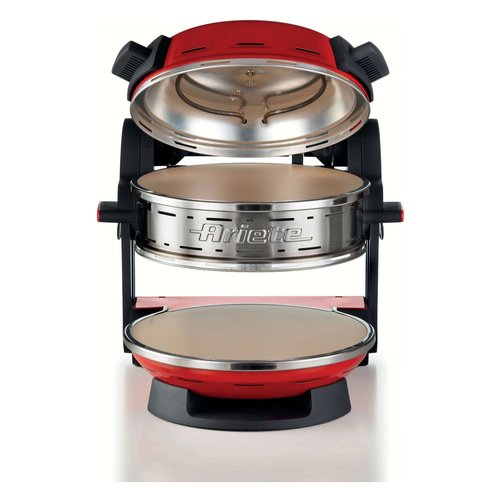 Ariete 927 pizzeria , forno pizza doppio, 2300 w, 2 pietre refrattarie, 2 pizze in 4 minuti, 2 termostati, diametro 32 cm, 5 livelli di cottura, 2 pale in acciaio inox, rosso - 00C092700AR0