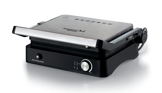 Ariete 1934 metalgrill 3in1, griglia elettrica per grigliate miste, 2000w, 3 modalità di cottura, piastre antiaderenti, silver/black