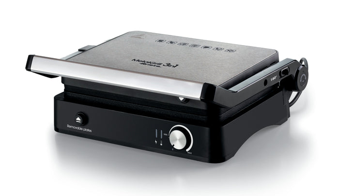 Ariete 1934 metalgrill 3in1, griglia elettrica per grigliate miste, 2000w, 3 modalità di cottura, piastre antiaderenti, silver/black