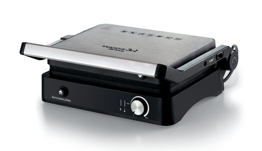 Ariete 1934 metalgrill 3in1, griglia elettrica per grigliate miste, 2000w, 3 modalità di cottura, piastre antiaderenti, silver/black