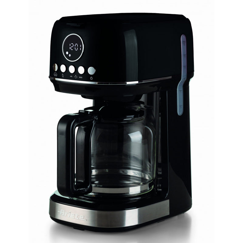 Ariete 1396 macchina da caffè con filtro moderna, caffè americano, capacità fino a 15 tazze, base riscaldante, display lcd, filtri estraibili e lavabili, nero - ARI1396/02