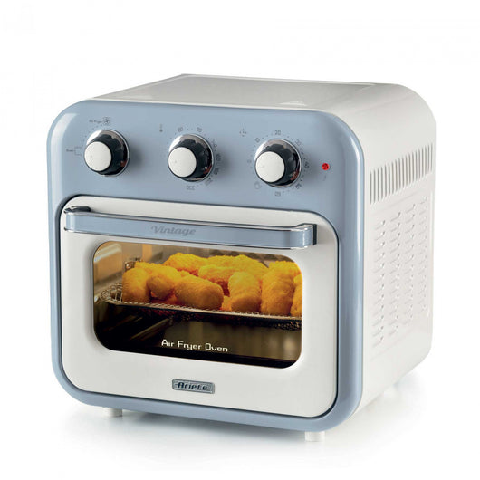 Ariete 4632 friggitrice ad aria e forno vintage, 1400w, 2in1, capacità 16l, accessori inclusi, timer 60 minuti, doppio vetro, celeste - 8003705122451
