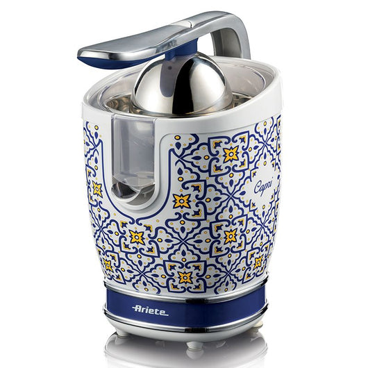 Ariete 413, spremiagrumi capri, spremiagrumi elettrico con leva, 2 coni per frutti grandi e piccoli, beccuccio salvagoccia, motore silenzioso, spremitura professionale, corpo in metallo - ARI413CA