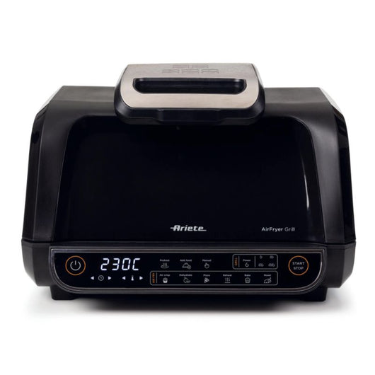 Ariete 4635 air fryer grill, friggitrice ad aria e griglia, bistecchiera,1700w, capacità 8l, friggi e griglia, 8 funzioni di cottura, timer, nero - ARI4635