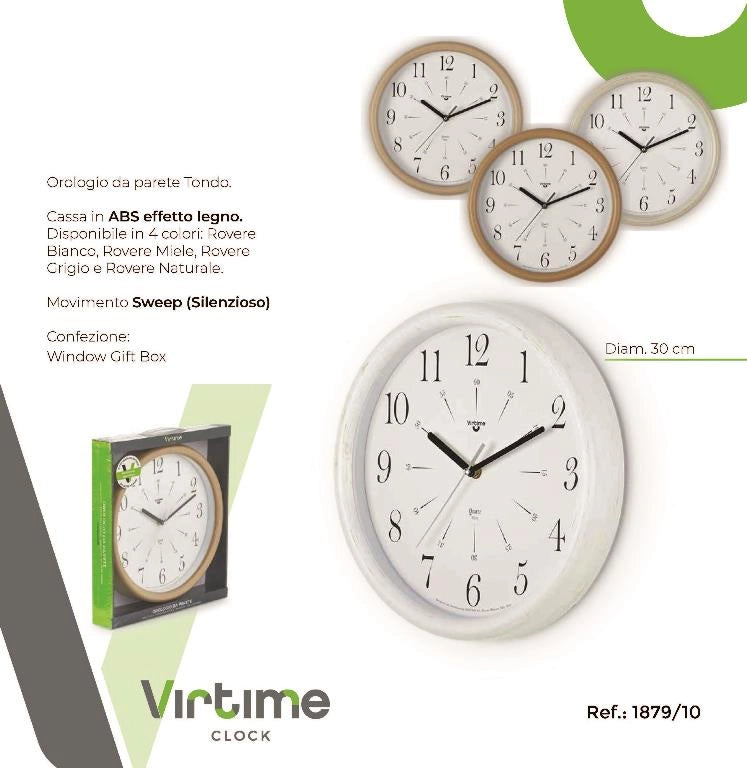 1 Pezzo Orologio da Parete Effetto Legno Fondo Bianco 35 cm 4 Colori