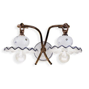 Applique Classica Roma Metallo E Ceramica Nero Sfumato Rame 2 Luci E14