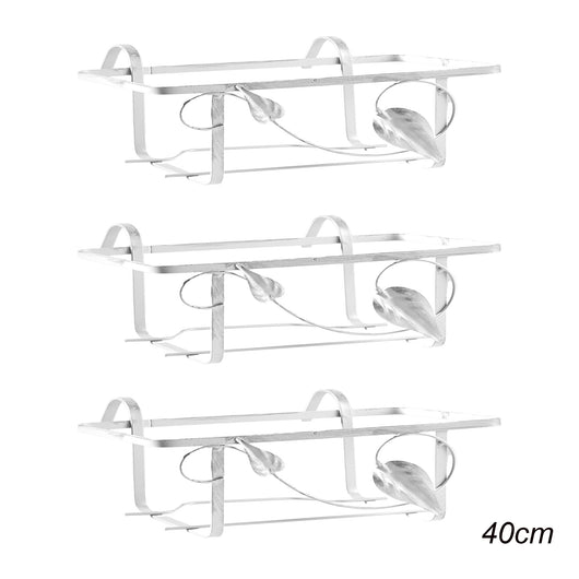 Set 3 Balconiere A Ringhiera In Metallo Leggero 40cm Bianca