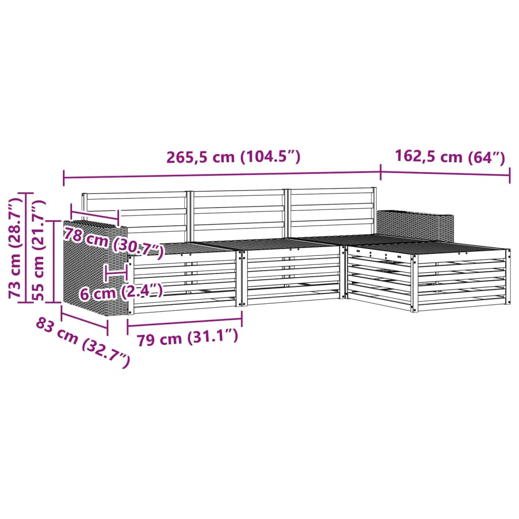 Set di divani da esterno 4 pz Naturale Legno di Acacia Massello 3383217