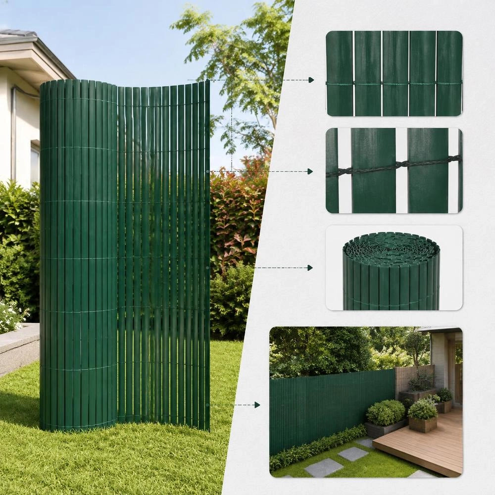 Garden Fence, Double-sided PVC, 90x300 Cm, Green