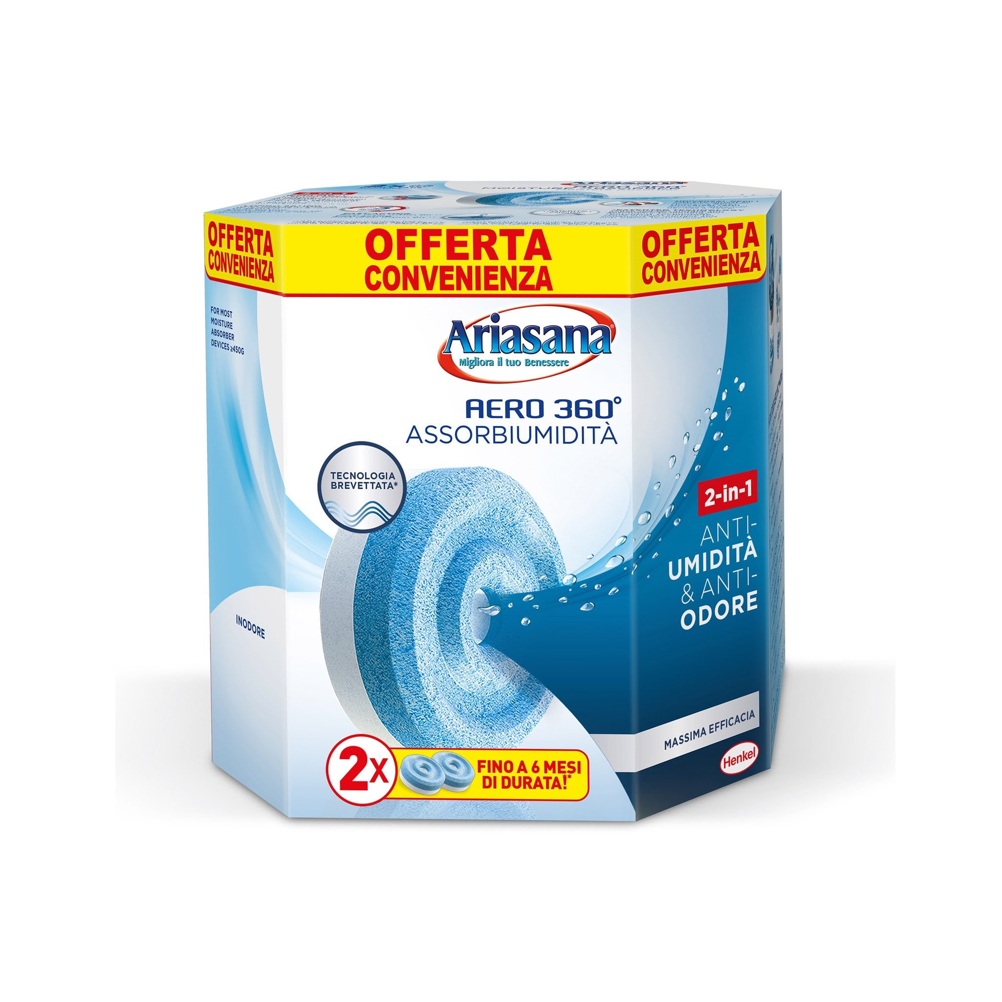 Bipacco Di Ricariche assorbi umidità Tab Universali Inodore 2X450g Aero 360°