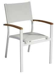 Sedia Impilabile da Giardino 57x58x88 cm in Alluminio e Textilene Tenerife Bianco