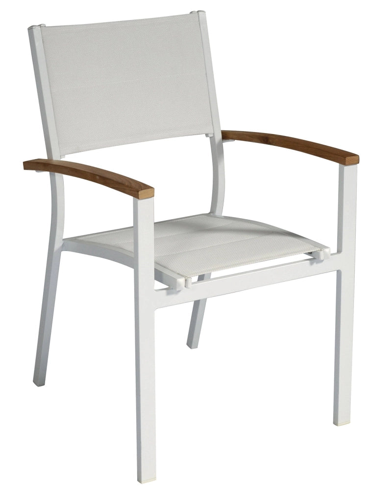 Sedia Impilabile da Giardino 57x58x88 cm in Alluminio e Textilene Tenerife Bianco