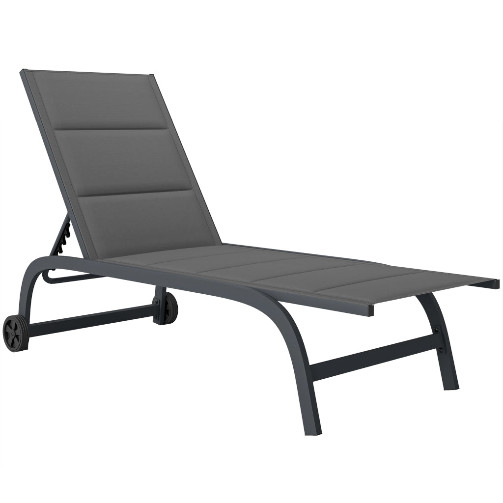Lettino Pieghevole con Schienale Regolabile ¨C zephmum ¨C Grigio Scuro 62x165x94cm
