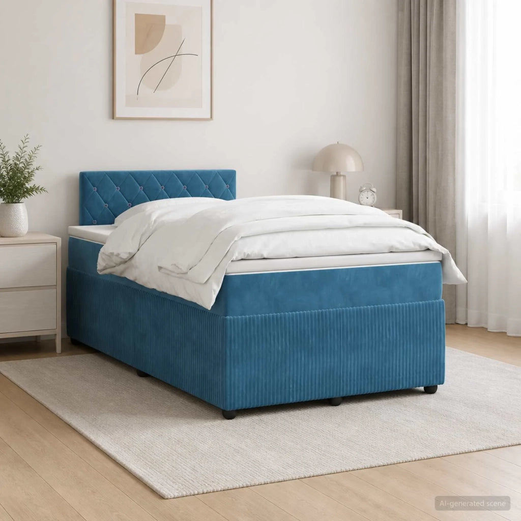 Letto box spring con materasso Blu 120 x 200 cm Velluto 3453117