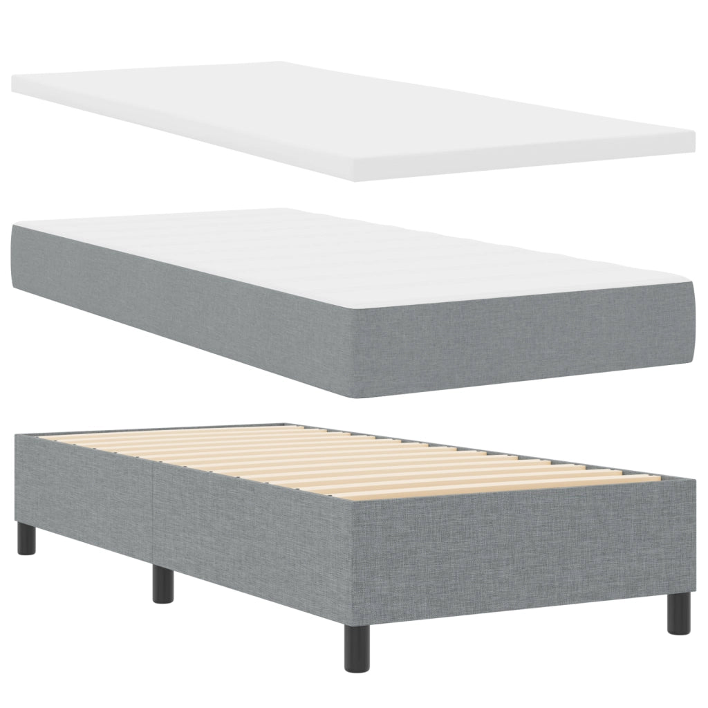 Letto con Box Spring e Materasso Grigio Chiaro 90x200 cm Tessuto