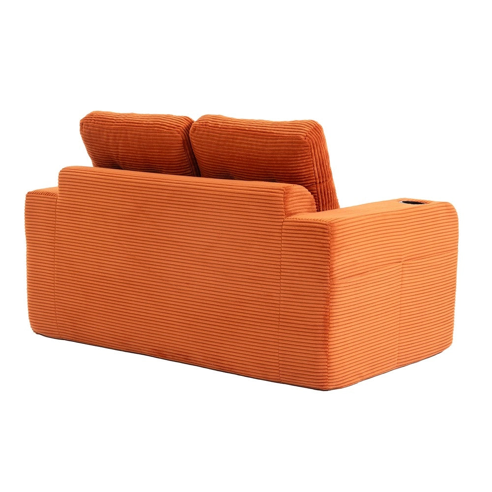 Divano 2 Posti in Tessuto a Coste con Cuscini Trapuntati e Tasche Laterali ¨C MINIMAL ¨C Grigio