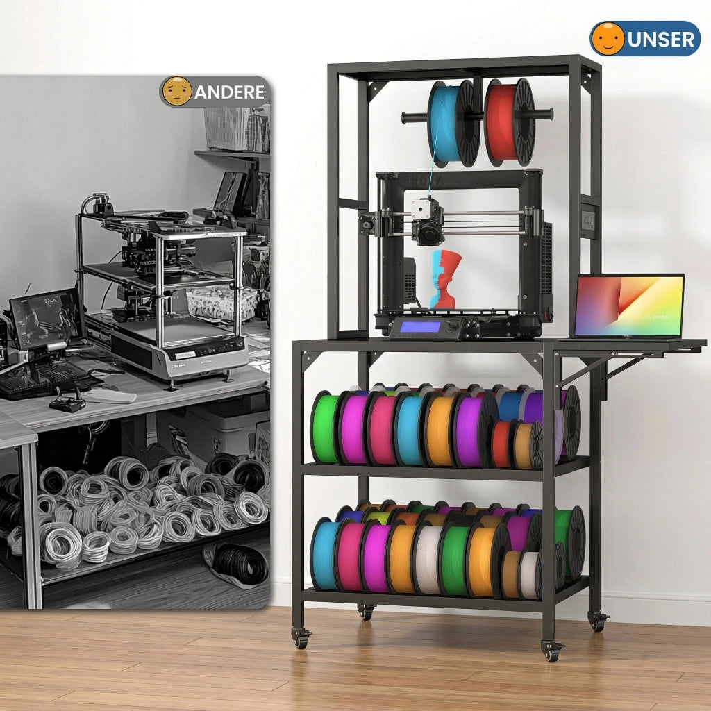 Supporto per Stampante 3D con Ripiano Filamento e Ruote ¨C MINIMAL ¨C Piano di Lavoro T