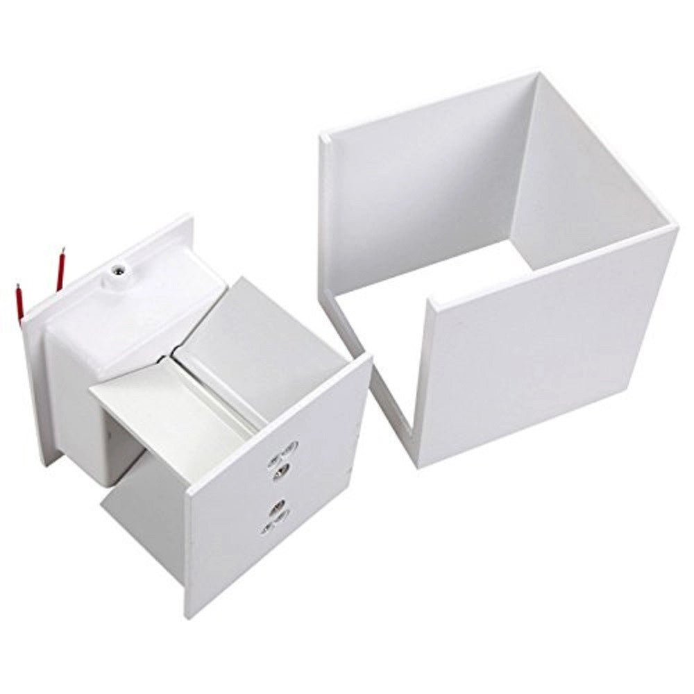 Trade Shop - Applique A Led Faretto Cubo Lampada Da Parete Muro 12w Luce Doppia Ip65 Bianco - -bianco Caldo      -