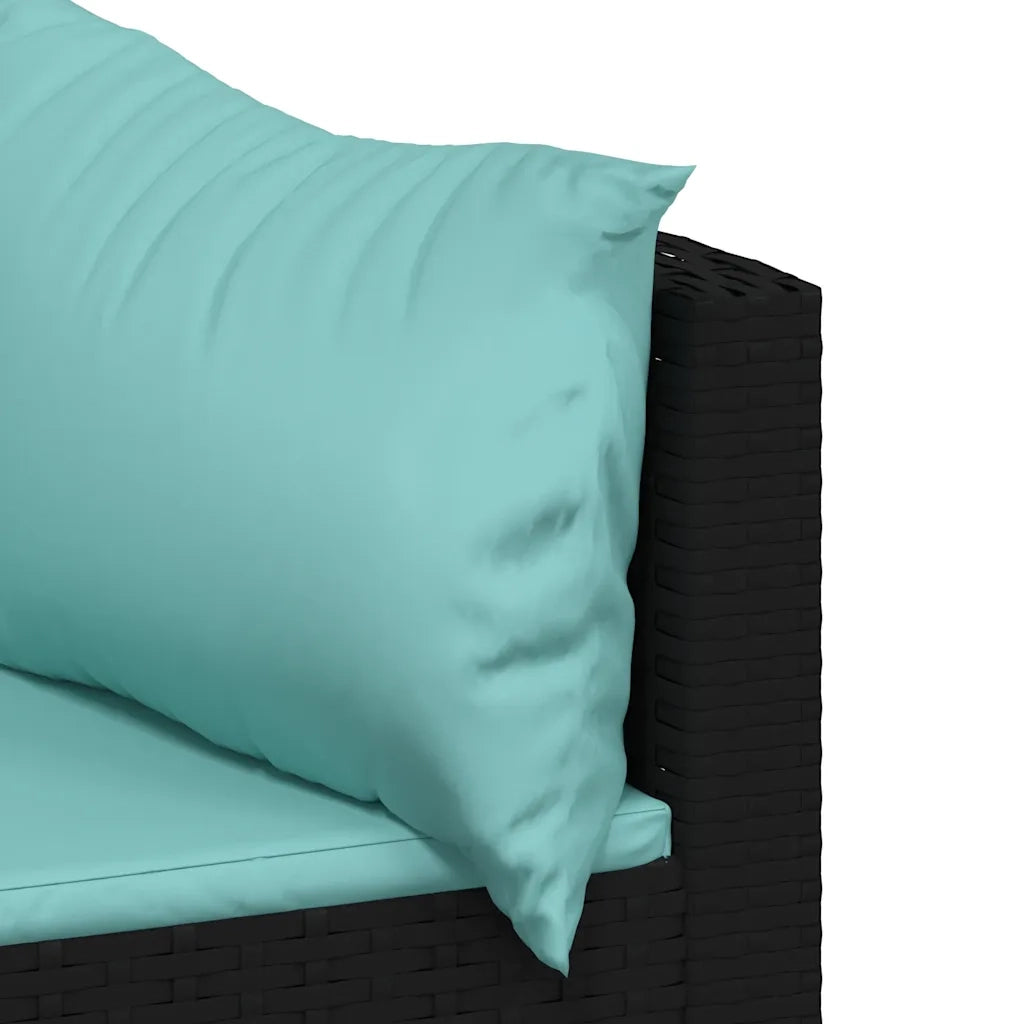 Set Divani da Giardino 3 pz con Cuscini Nero in Polyrattan 319807