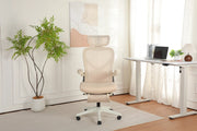 Sedia da ufficio ergonomica ¨C zephmum ¨C crema, imbottita, con braccioli reclinabili