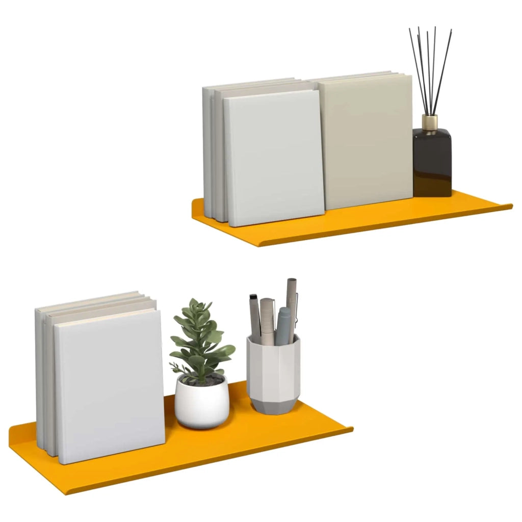 Mensola sospesa 2 pcs Giallo senape 40 x 18 x 2,5 cm Acciaio