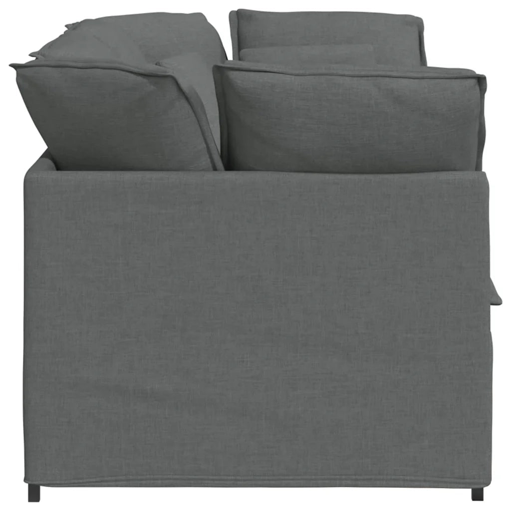 Divano Modulare con Cuscini in Tessuto Grigio Scuro
