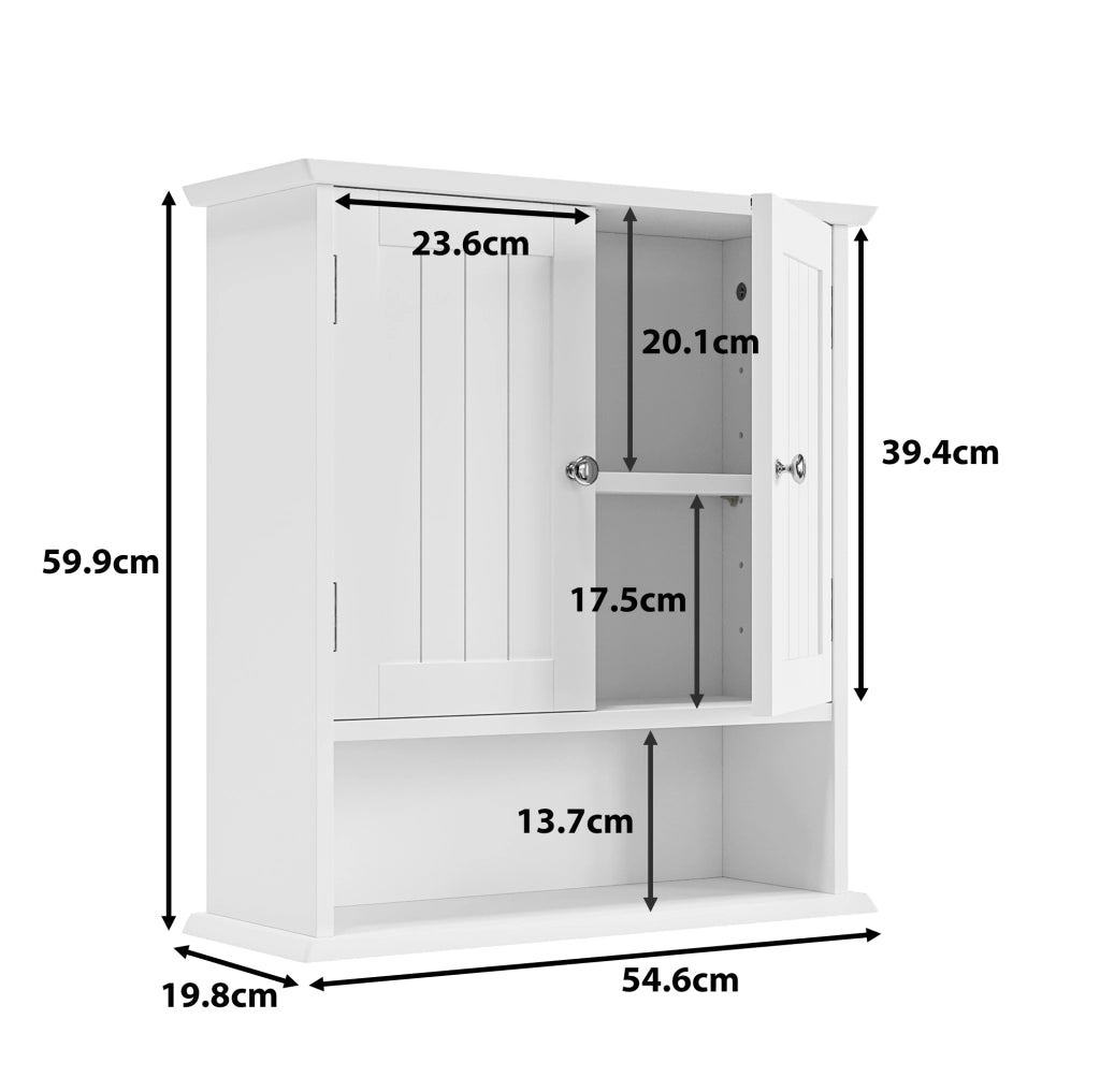 Mobile bagno sospeso bianco in MDF con ripiani regolabili