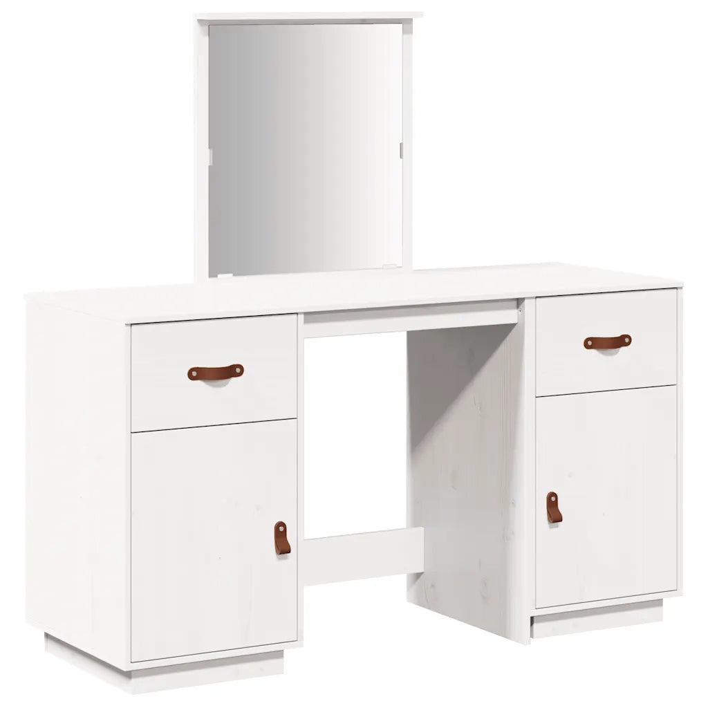 Set Toeletta con Specchio Bianco in Legno Massello di Pino cod mxl 65185