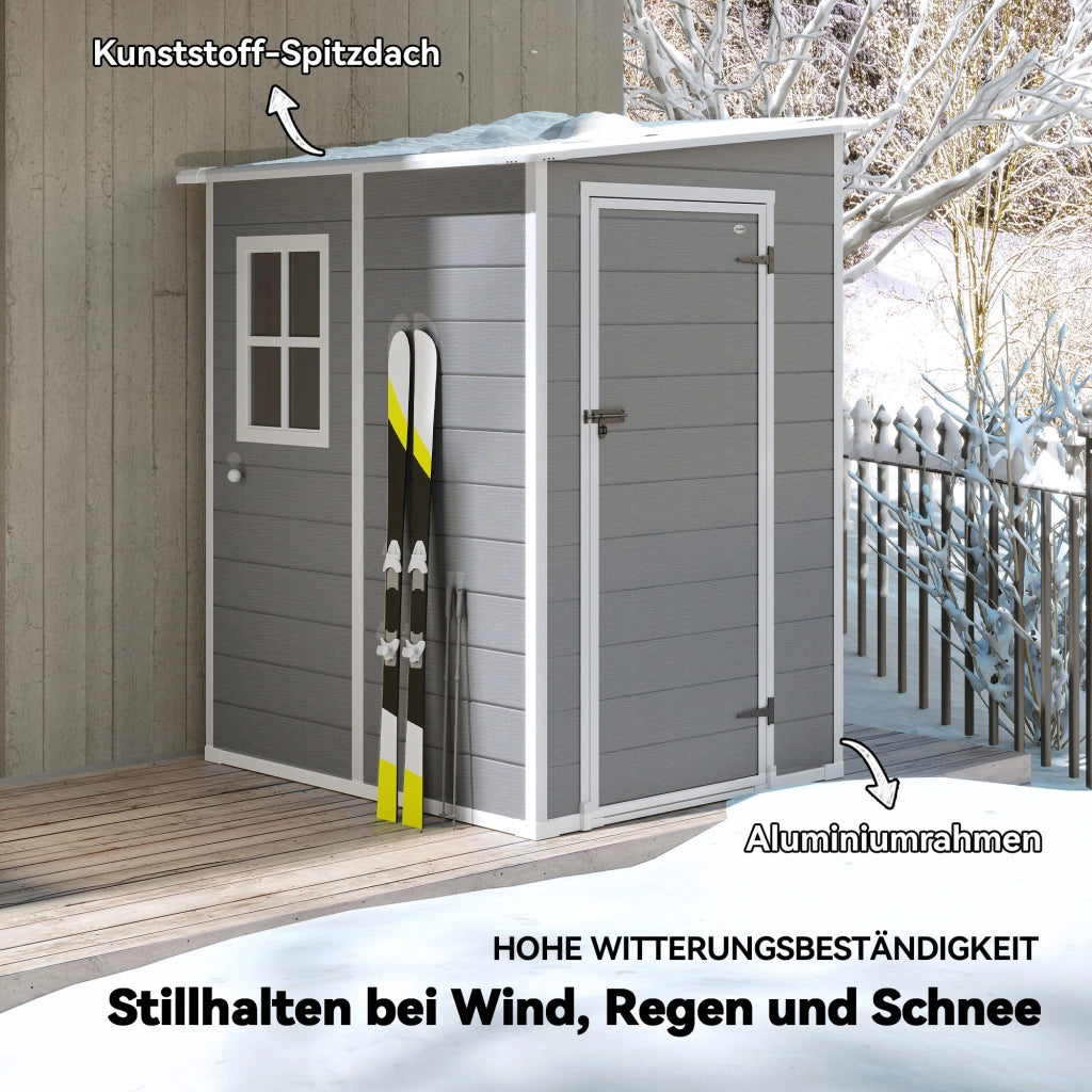Casetta da giardino in alluminio con finestra e serratura ¨C zephmum ¨C Grigio 122x149x192/177 cm