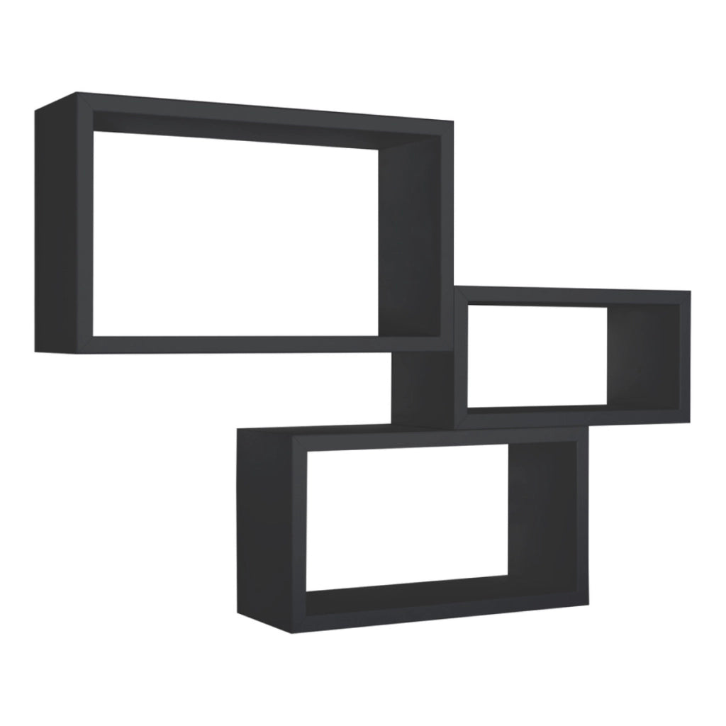 Set di 3 Mensole da Muro Modello TRITTCO. Misure 15.5x45.0x27.0 cm. fInitura  NERO - MADE IN ITALY