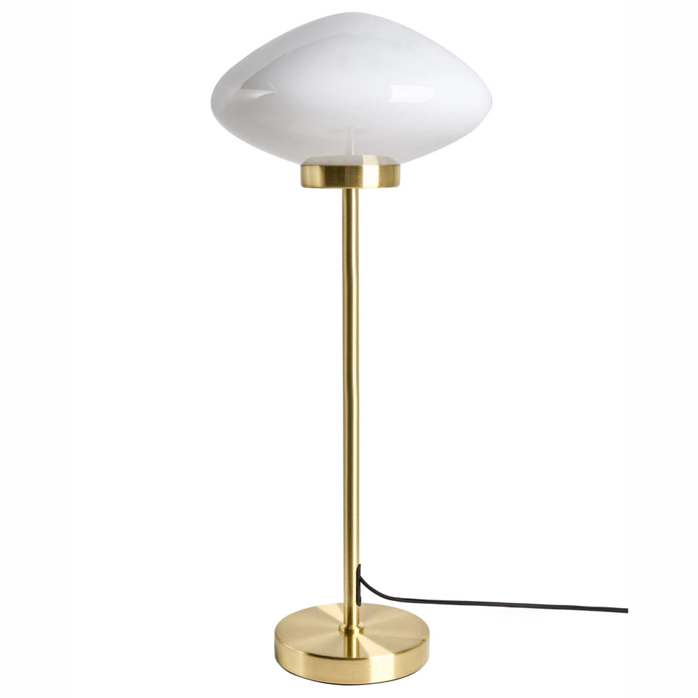 Lampada da tavolo Base in ferro metallico oro Paralume in vetro bianco Design moderno Soggiorno Camera da letto