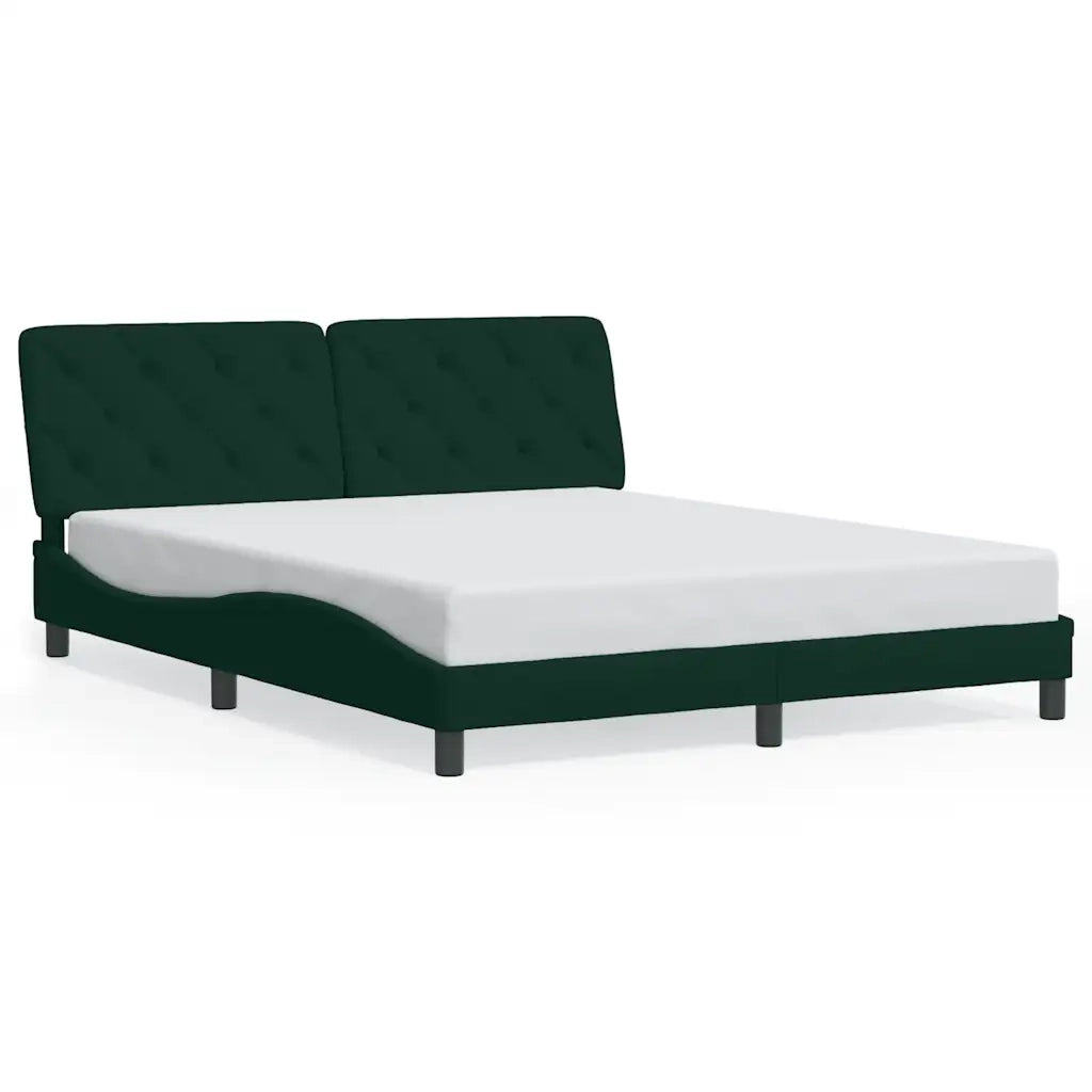 Giroletto con LED senza Materasso Verde Scuro 160x200 cm in Velluto
