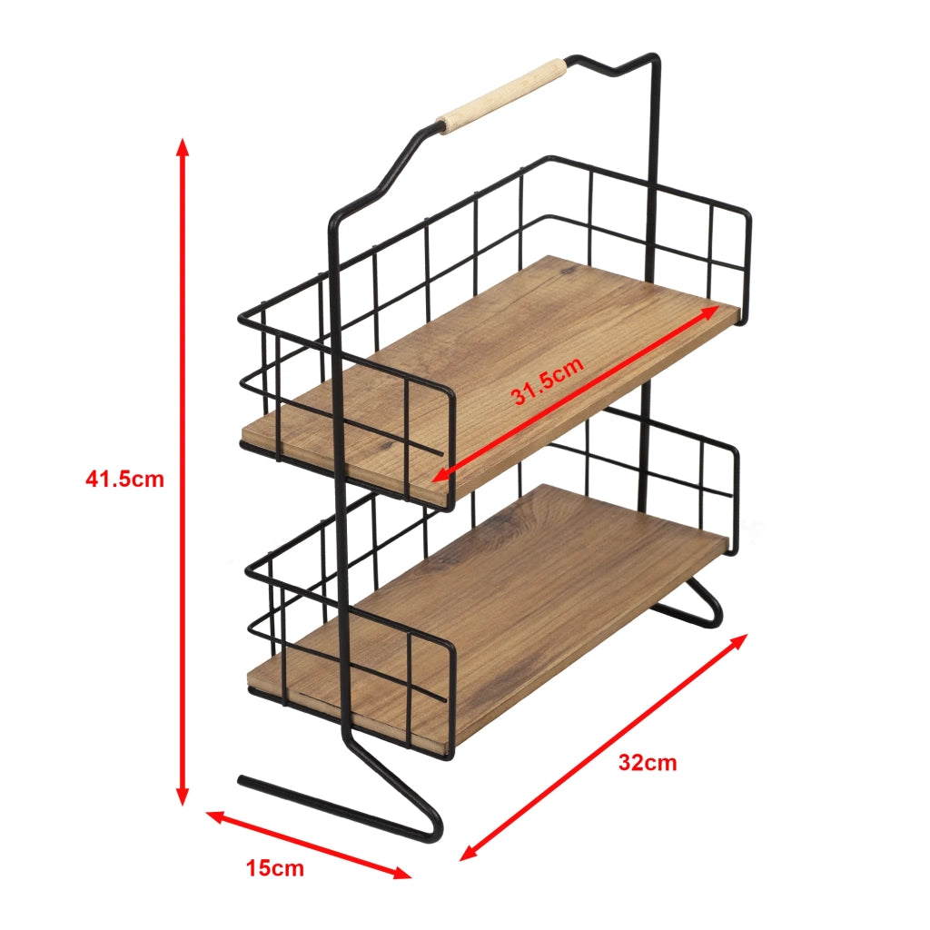 Mensola con 2 piani portaoggetti per bagno effetto legno nero 03_0007068