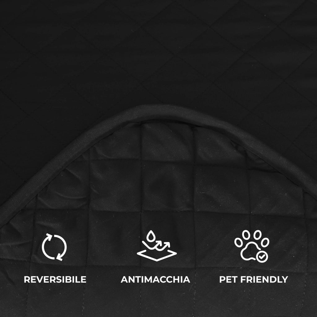 Copridivano Con Braccioli Antimacchia Trapuntato Protettore Impermeabile Salvadivano Idrorepellente Imbottito Con Elastico Antiscivolo Nero - Poltrona 1 posto