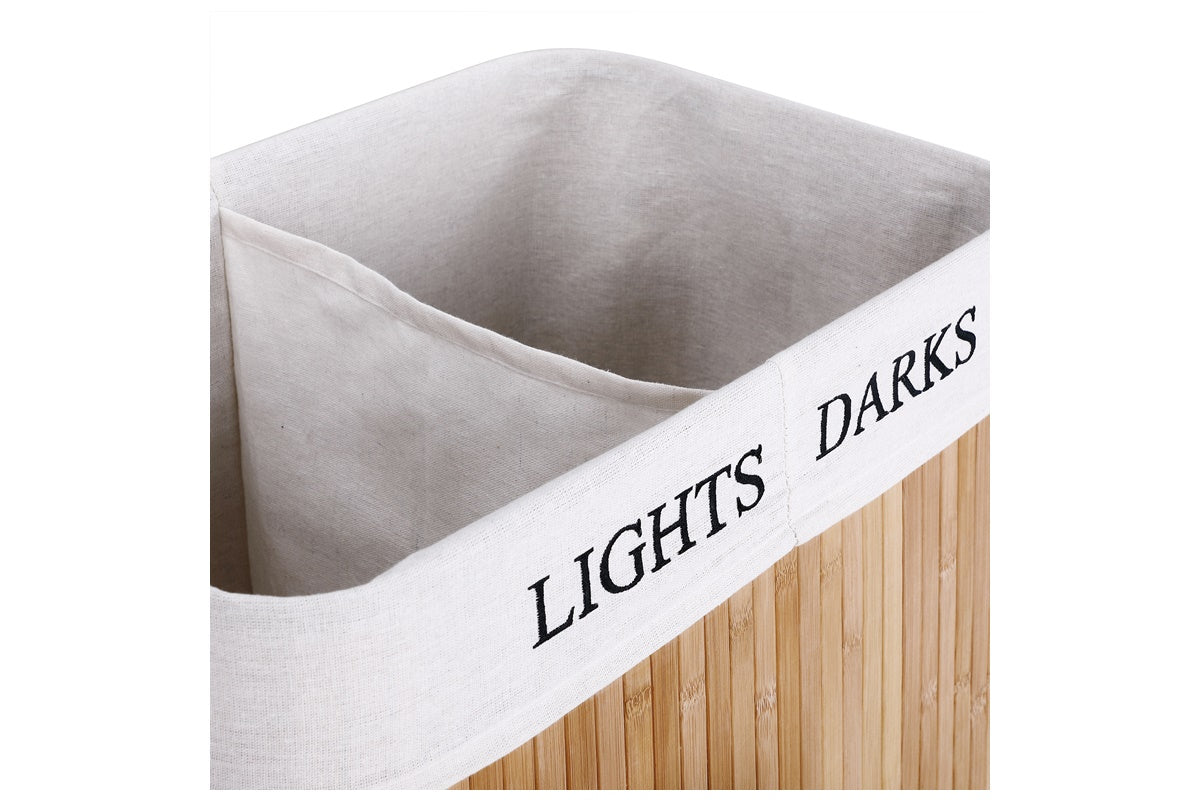 Cesto Portabiancheria con 2 scomparti 100 litri in vimini 52x32xh.63cm